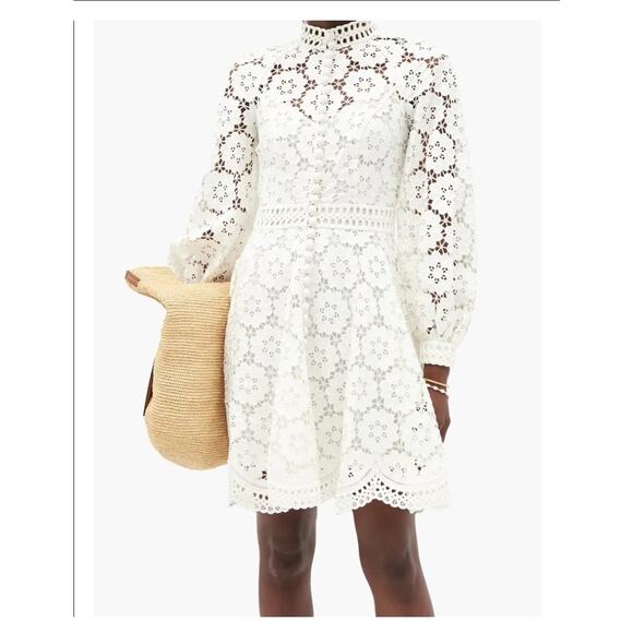 Zimmermann Dresses & Skirts - ZimmermannWomen's White Linen And Cotton-blend Guipure Lace Mini Dress L READ !